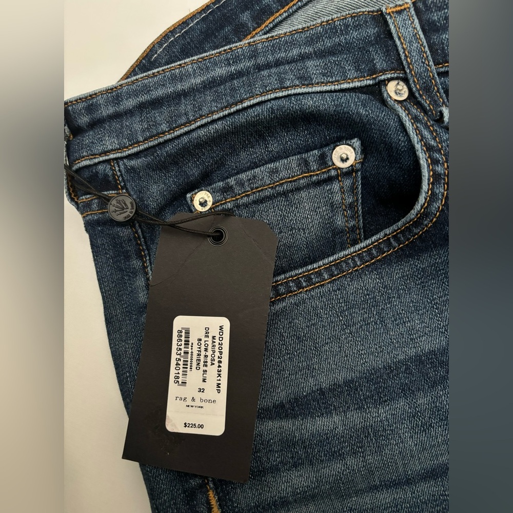 rag & bone womens Slim Straight Dark Blue Jeans 026 - Picture 4 of 8